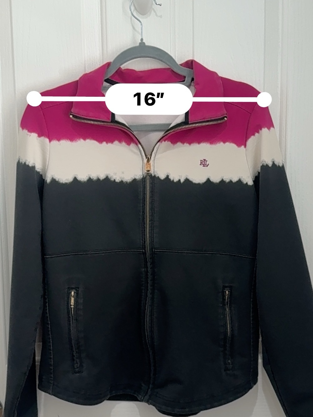 Lauren Ralph Lauren Pink, Cream & Black Colorblock Zip Jacket - Size Medium - Picture 6 of 7